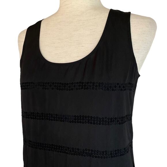 LOFT Sequin Sleeveless Blouse Black Size XS Petite Business Casual Shabby Chic - Picture 5 of 8